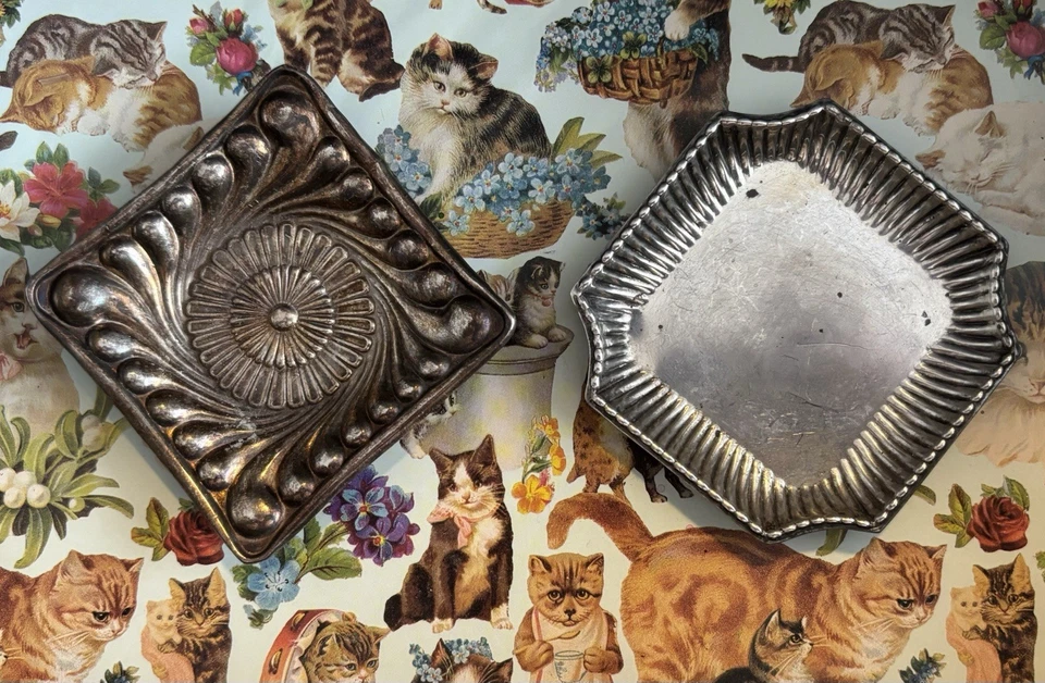 美丽古董纯银饰品盘 2 件套标记 925 — 第 1/4 张图片