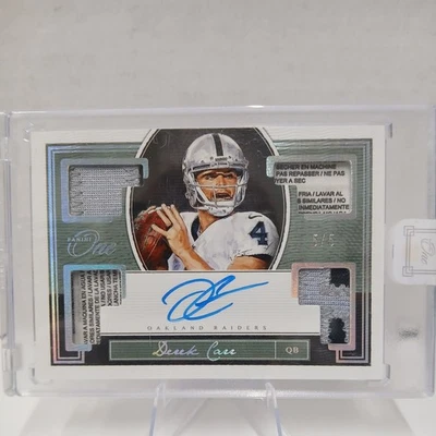 2018 Panini One #102 Derek Carr Quad Patch Auto Platinum 5/5 Oakland Raiders - Image 1 of 2
