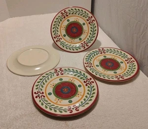 Home Brand ~ Melamin Essteller 10,5" ~ Blumenmuster ~ 4er Set ~ gebraucht ~ E - Bild 1 von 9