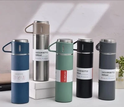 500ML Stainless Steel Vacuum Flask Set Thermo Bottle for Hot & Cold Drinks UK  . - Image 1 of 4