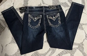 Miss Me M33075 Women's Dark Blue Denim Jeans Hailey Skinny Size 29/30 NEW TAGS - Picture 1 of 12