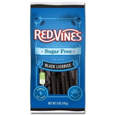 Red Vines torções de alcaçuz preto sem açúcar, 5 onças, 12 por estojo - Imagem 1 de 2