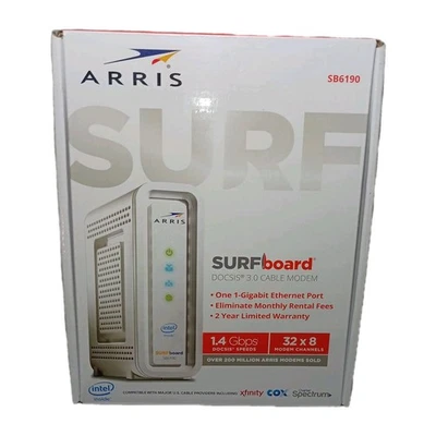 ARRIS Surfboard SB6190-RB DOCSIS 3.0 Cable Modem Unlocked 1.4 Gbps 32x8 Channels - Image 1 of 4
