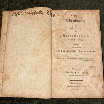 Antique 1834 Book The Lord's Supper or Reflections on the Same Elizabethtown, PA - Image 1 of 4