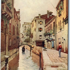 c1910s Venice, Italy Frescada Canal St. Toma Gondola Ride Waterway Painting A273 - Picture 1 of 3
