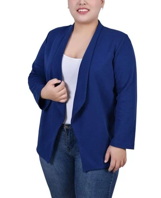 NY Collection Women's Plus Size 3/4 Sleeve Ponte Blazer (Navy, 2X) - Image 1 of 4