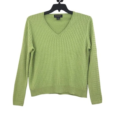 Suéter Brooks Brothers para mujer seda-cachemira tejido con cable verde XL Foto 1 de 4