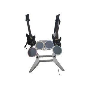 Wii Wired Harmonix Rock Band Drum Pads w/Base 19092 and 2 Wireless Guitars - Picture 1 of 8