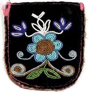 Antik 19. Jahrhundert EASTERN WOODLANDS FLORAL PERLEN ETUI - Bild 1 von 2