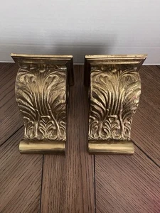 Vintage Solid Brass Wall Mount Bracket Corbels Curtain Rod /scarf Set Of 2 - Picture 1 of 7