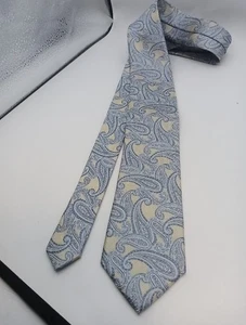 Men's Neck Tie - Pronto Uomo Platinum - Blue with Cream Paisley - 75% Silk NWT - Bild 1 von 5