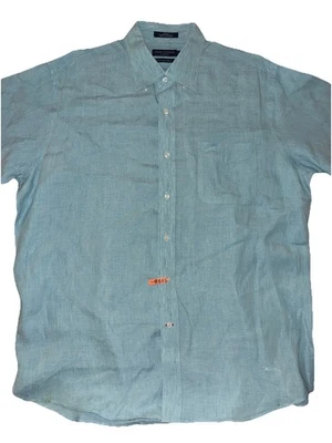 Camisa Daniel Crémieux Classics corte a medida lino italiano para hombre XL azul claro Foto 1 de 4