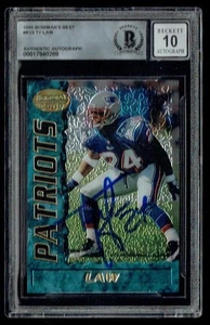 1995 Bowman's Best 23 Ty Law Signed Rookie Card Patriots RC BAS Auto 10 - Picture 1 of 2