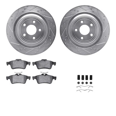 For Jaguar XF 09-15 R1 Concepts Drilled & Slotted Rear Brake Kit w Optimum Pads - Image 1 of 3