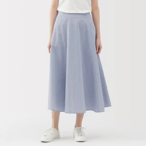 Gonna svasata donna MUJI 100% cotone biologico saxe righe blu FedEx - Foto 1 di 11
