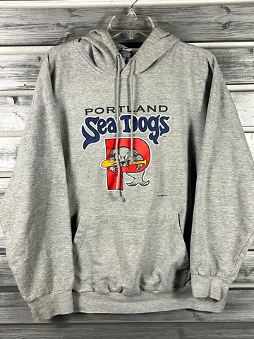RARE Vintage Portland Sea Dog Minor League Hoodie Sweatshirt Mens L shirt jersey Cover
