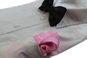 Mens Light Pink Paisley Silk Pocket Square - Picture 1 of 3