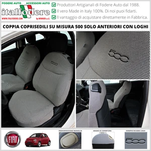 COPPIA COPRISEDILI Fiat 500 SU MISURA Fodere Foderine ANTERIORI Tessuto Cordura - Foto 1 di 6