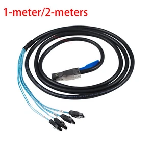MINI SAS HD SFF-8644 with IC to 4 Ports SATA 7P Straight Hard Drive Cable 1m/2m - Picture 1 of 19