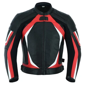 Leather Motorbike Jacket Sports Racing Motorcycle Biker With CE Protect Armour - Picture 1 of 36