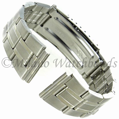 18mm or 20mm Hirsch Silver Stainless Steel Security Clasp Mens Watch Band 5602 - Image 1 of 4