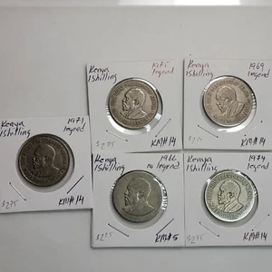 Kenya 1 Shilling (5) 1966, 1969, 1971, 1974, 1975 KM#14 & #5 Free Shipping #Mak3 - Picture 1 of 11