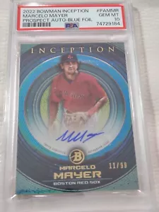 2022 Bowman Inception Marcelo Mayer Prospect Blue Foil Auto /99 PSA 10 Red Sox - Bild 1 von 2