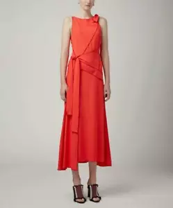 Abito lungo asimmetrico nodo geranio Proenza Schouler $2.250 (taglia: 8) nuovo con etichette - Foto 1 di 3