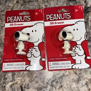 2 neue Snoopy Peanuts Sammlerstück 3D Gummi 2" Radierer werkseitig versiegelt 2015 - Bild 1 von 5