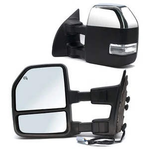 Tow Mirrors For 99-07 Ford F250 F350 F450 Super Duty Power Heated Signal Chrome - Picture 1 of 12
