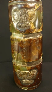 Chinese Liangzhu Jade 7.15" Cylinder Cong & 27 Characters and 3 Taotie Monsters! - Picture 1 of 9