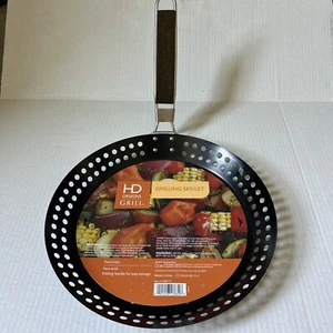 HD Designs 12" x 2" Round Nonstick Grill Skillet-Folding Handle-BBQ-FMO177 - Picture 1 of 6