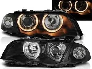 FARI ANTERIORI LED ANGEL EYES NERO PER BMW E46 98-01 BERLINA TOURING FANALI NEW - Imagen 1 de 1