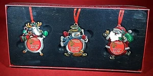 Brighten The Season 3 Christmas Shaped Photo Picture Frame Ornaments 2"x1.5" NIB - Picture 1 of 10