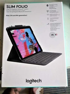 Logitech Slim Folio Keyboard FR Case for Apple iPad Gen 7/8/9 e Generation New - Picture 1 of 6