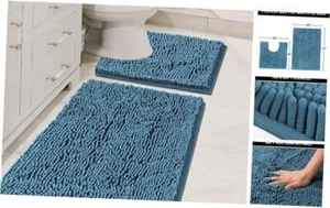 Bathroom Rugs Luxury Chenille 2 Piece Mats, 20" x 32" Plus 20" x 20" Dark Teal - Picture 1 of 7