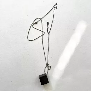 COS Long MINIMALIST NECKLACE with CONCRETE CUBE PENDANT Grey / Silver RARE - Picture 1 of 7