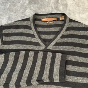 Perry Ellis Sweater Mens Medium Gray Black Pullover Sweatshirt Merino Wool - Picture 1 of 10