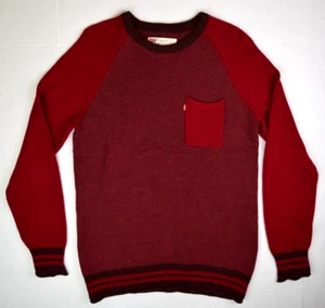 Vintage Levi's Sweater Size M 90s 2 Tone Zig Zag Weave Raglan Crew Neck Sweater - Picture 1 of 10