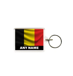 Personalised Belgium Belgian Flag Keyring - Acrylic Key Chain - Bag Tag - Picture 1 of 9