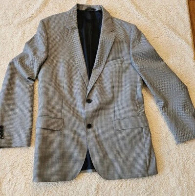 Chaqueta de vestir blazer de lana Hugo Boss The James4 para hombre 44R azul negro a cuadros como nueva Foto 1 de 4