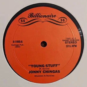 Jonny Chingas YOUNG STUFF Chicano boogie funk disco 12" Billionaire B-1995 - Imagen 1 de 5