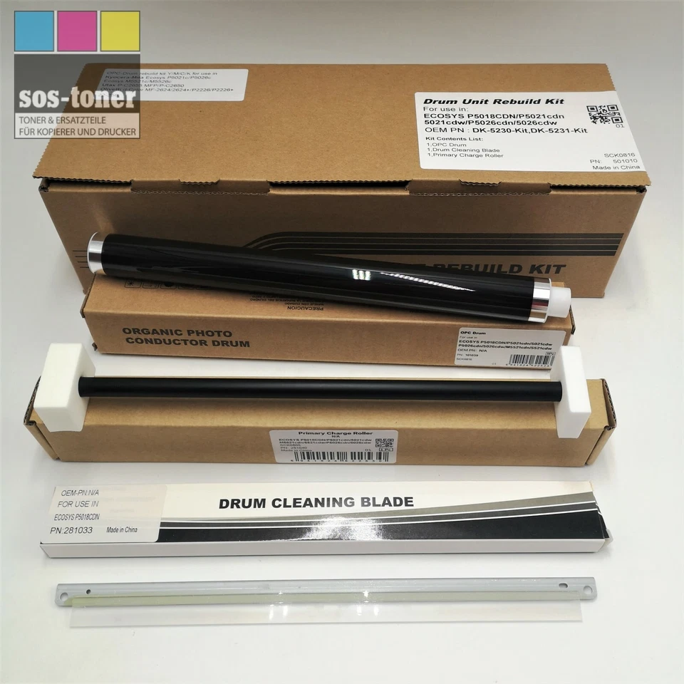 SOS-TONER Trommel rebuild kit Y/M/C kompatibel zu Utax P-C2655 MFP, P-C2650