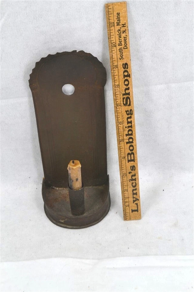 antiguo candelabro pared aplique lata 10 x 4 in 18 siglo XIX original Foto 1 de 4