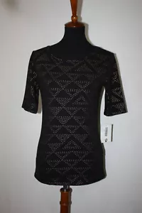 T-shirt LuLaRoe taglia S Gigi elegante nera con stampa rame su sfumatura solare geometrica nuova con etichette - Foto 1 di 8