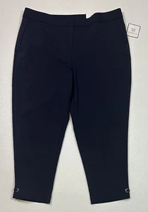 Rafaella Size 16 Navy Blue Curvy Contoured Waist Women's Crop Pants NWT - Picture 1 of 11