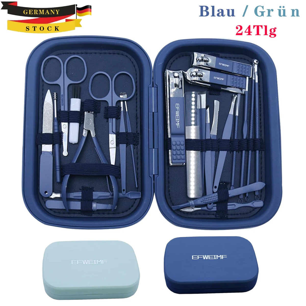35-teiliges Maniküre-Set Aus Edelstahl – Professionelles Nagelpflege-Kit Mit Reiseetui In Grün