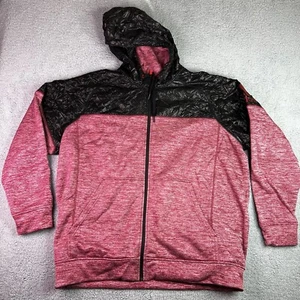 Adidas ClimaWarm Black/Scarlet 2XL Full Zip Up Hoodie Track Jacket Sweatshirt - Picture 1 of 15
