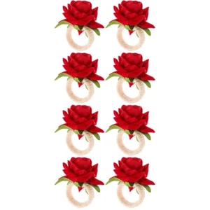 Set of 2 Rose Napkin Rings Mother Valentine's Day Simulated Flower Holder - Picture 1 of 12