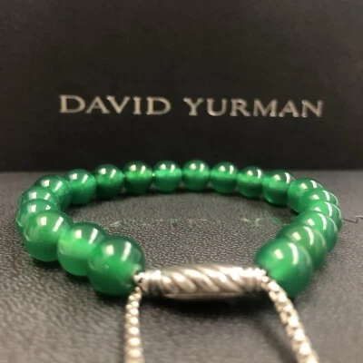 David Yurman Jewelry 8mm Green Onyx Spiritual Beads Bracelet 925 Sterling Silver - Изображение 1 из 4